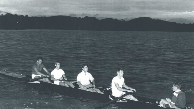 The first rowers on Lake Burley Griffin on April 18, 1964