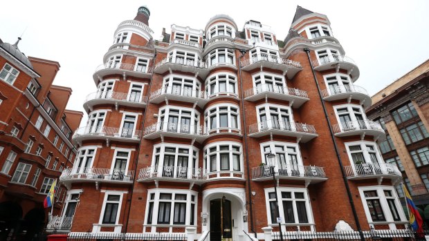 The building housing the Ecuadorian embassy where Wikileaks founder Julian Assange continues to seek asylum. 