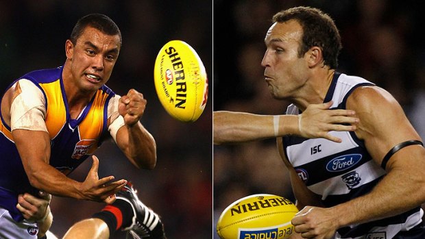 Eagle Daniel Kerr (left) was the best afield against Carlton. Geelong ruckman Brad Ottens (right) will have to play a blinder.