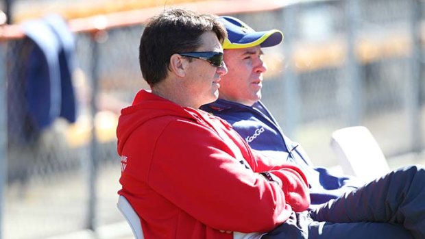 Up there Cazaly &#8230; former Swans coach Paul Roos at Wallabies training.