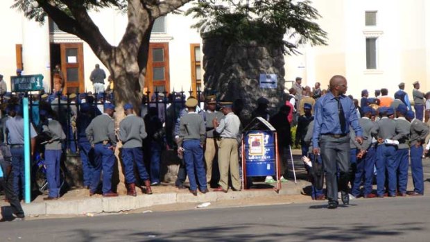 Police vote at the special elections in Bulawayo.