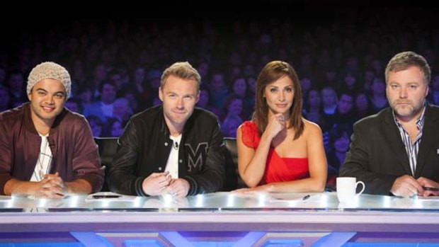 X-Factor judges Guy Sebastian, Ronan Keating, Natalie Imbruglia and Kyle Sandilands