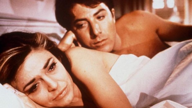 Here's to you ... Hoffman and Anne Bancroft in <i>The Graduate</i>. 