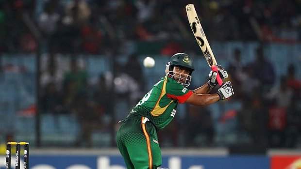 Tamim Iqbal in action during the match between Bangladesh and England at Zohur Ahmed Chowdhury Stadium.
