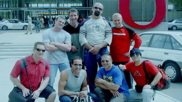 A cruise gone wrong... the eight Adelaide men who figured in the Brimble inquest. From left, Mark Wilhelm, Matthew Slade, Dragan Losic, Petar Pantic; bottom row: Ryan Kuchel, Leo Silvestri, Luigi Vitale, and Charlie Kambouris.