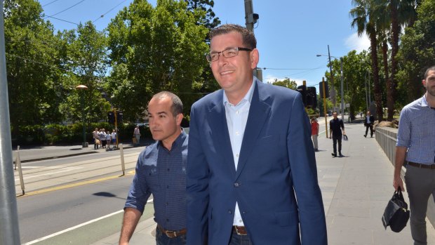 Premier-elect Daniel Andrews prior to speaking to the media on Sunday.