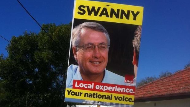 The Labor brand is small on Wayne Swan's Lilley billboards.