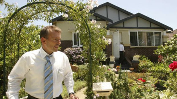 On the hustings...Tony Abbott looking for votes in Bradfield yesterday.