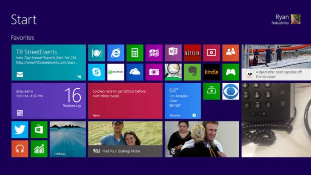 Windows 8.1 on a Microsoft  tablet: The company is betting that all computers will someday have touch screens.