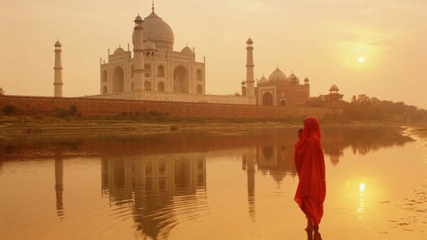 The UNESCO-listed Taj Mahal at sunrise.