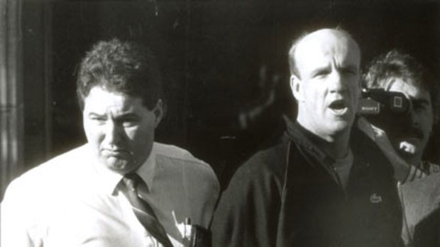 In the spotlight again ... Peter David McEvoy (right) was arrested over the Walsh Street police murders in 1988.