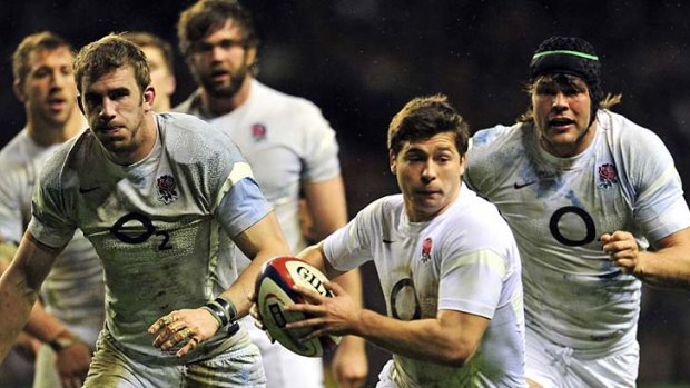 England halfback Ben Youngs on his way to scoring a try.