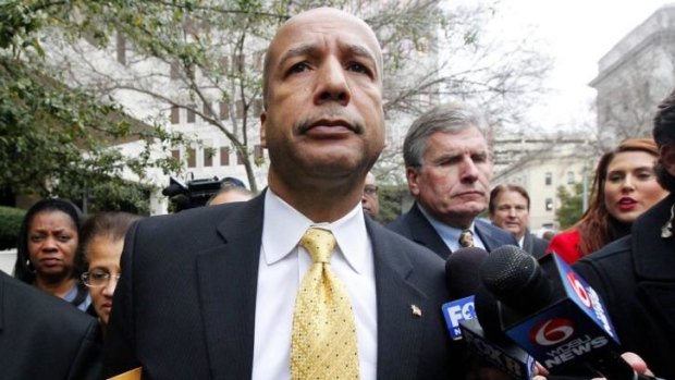 Former New Orleans Mayor Ray Nagin leaves the courthouse after being found guilty on graft charges in New Orleans, Louisiana.