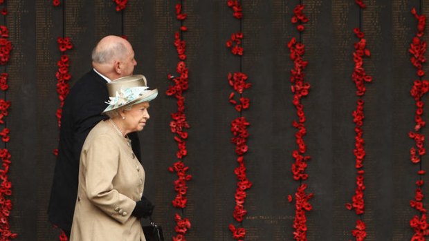 The Queen visited the Australian War Memorial escorted by memorial council chairman General Peter Cosgrove.