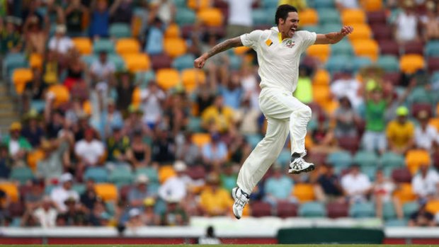 Match winner: Mitchell Johnson has made a stunning start to the Ashes and is enjoying bowling again, especially taking the wicket of Graeme Swann at the Gabba.