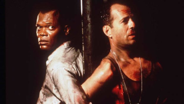 Samuel L. Jackson, left, and Bruce Willis in John McTiernan's film <i>Die Hard with a Vengeance</i>.