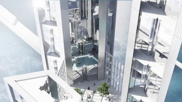 A rendering of the tower's open-air sky lobbies.
