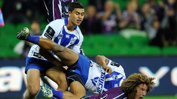 The Storms Kevin Proctor goes over the try line.