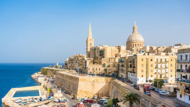 Valletta, Malta, with its impressive fortifications. 