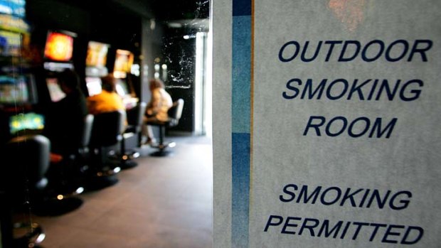 Escaped the bans ... outdoor gaming areas in NSW pubs and clubs are not covered by the new smoking bans.