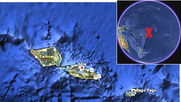 The quake struck south-west of Samoa and American Samoa in the South Pacific.