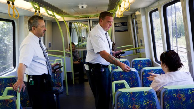 Ticket inspectors at work on the Sandringham line (these men were not involved in the violent incidents referred to and pictured in this story).