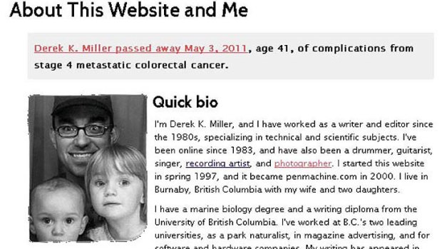 Derek Miller's about page on his blog.