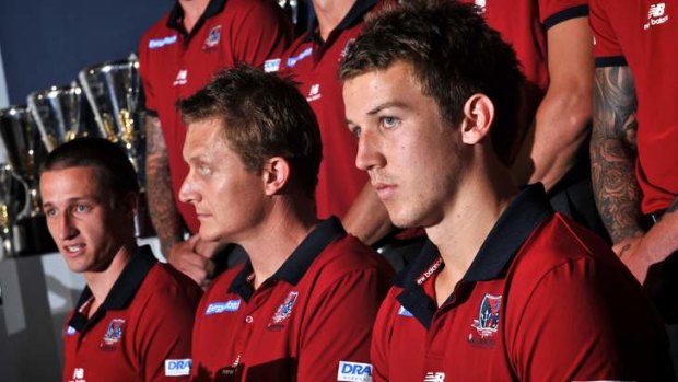 Jack Trengove, right, and Jack Grimes were announced as Demons co-captains in 2012.