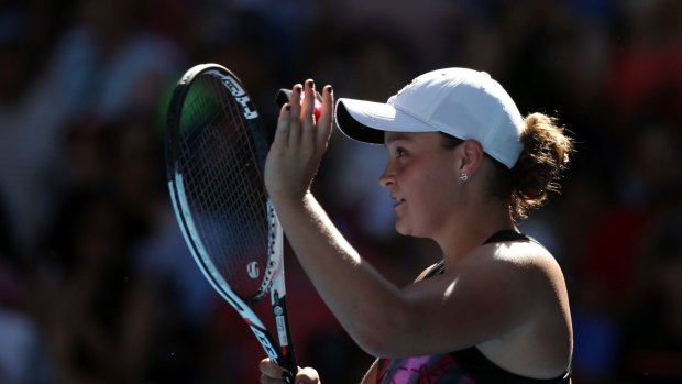 Sunny days indeed: Ash Barty claimed her maiden Australian Open singles win.