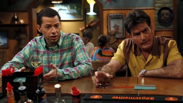 Appetite for destruction: Jon Cryer and Charlie Sheen on the set of <i>Two and a Half Men</i>.