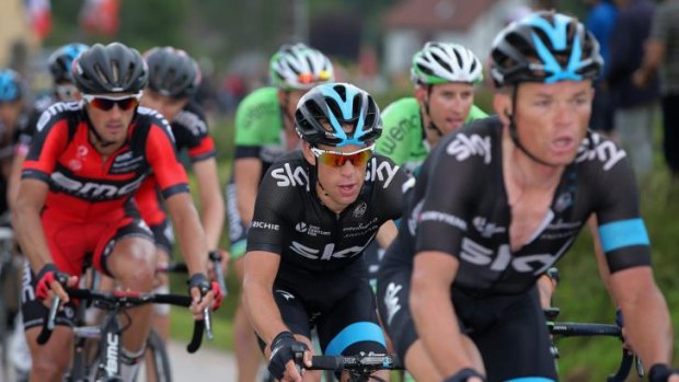 Prior knowledge: Richie Porte, centre, hopes his experience racing Tour de France leader Vincenzo Nibali will be beneficial in the looming mountain stages.