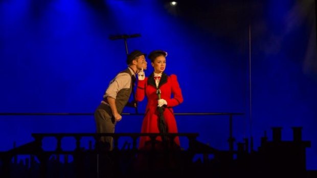 Performing in Mary Poppins at the Canberra Theatre, from left, Shaun Rennie as Bert, and Alinta Chidzey as Mary Poppins. 