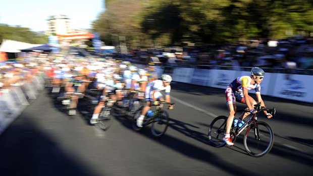 Rush hour ... riders contest the People’s Choice Classic in Adelaide on Sunday.