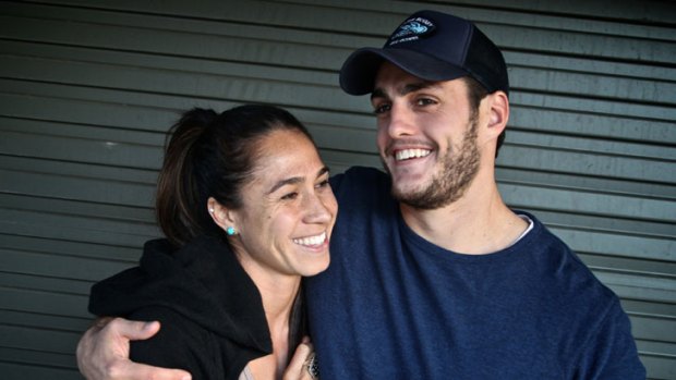 Star couple ... Waratahs forward Dave Dennis and NSW Swifts netballer Mo’onia Gerrard, who is a cousin of injured NSW No.8 Wycliff Palu. Dennis will fill in for Palu tonight.