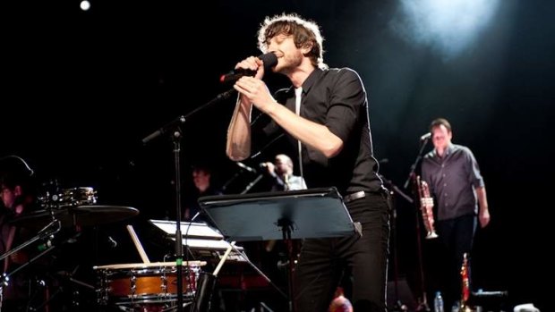 Gotye with his expanded band at the Music Bowl.