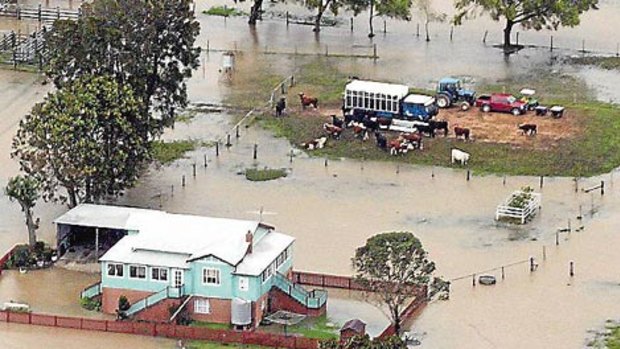 The town of Kempsey and surrounds cut off due to floods following massive downpours.