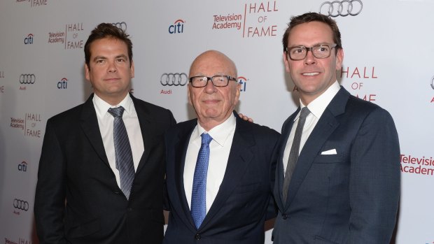 Succession plan ... Rupert Murdoch is planning to step down as 21st Century Fox CEO in favour of son James, right, while other son Lachlan (left) will be co-executive chairman of Fox, according to reports.