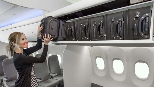 How the "space bins" will look on a Boeing 737. The new lockers will appear in cabins from 2015.