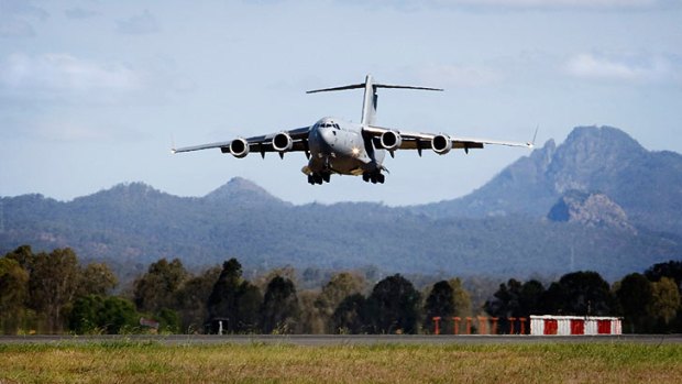 Four huge C-17A Globemasters will do a flypast over Brisbane tomorrow.