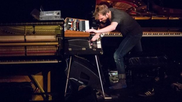 Frenzied precision: Nils Frahm's concentration in the hot Festival Hub never wavered.