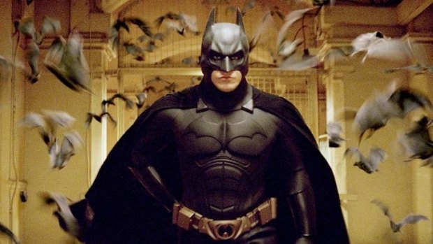 Christian Bale takes the superhero to new heights in <i>Batman Begins</i>.