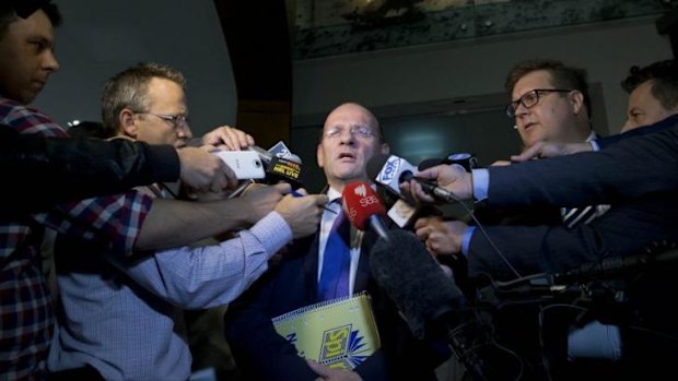 Eye of the Storm: Melbourne CEO Mark Evans faces the media after the NRL judiciary hearing.