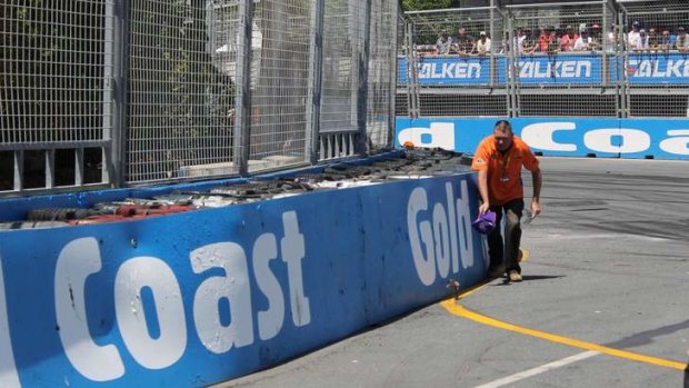 Chasing an unwanted visitor off the track at the GC600.