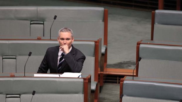 Craig Thomson sitting alone in question time yesterday.