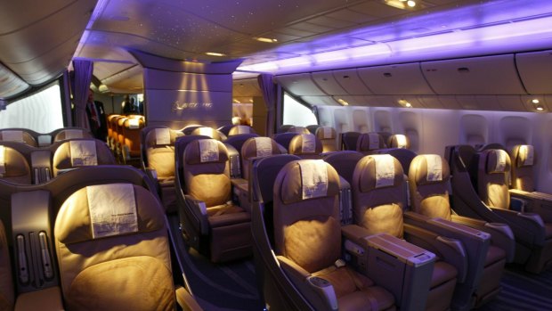 Inside the Boeing 777-200LR Worldliner.