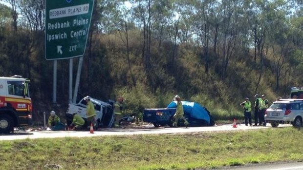 The scene of a fatal crash on the Cunningham Highway.