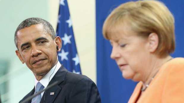 International relations: US President Barack Obama and German Chancellor Angela Merkel.