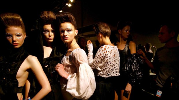 Feeling the pinch ... models at the Konstantina Mittas show.