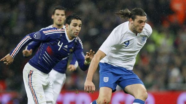 Hyped . . .  Andy Carroll during his England debut aginst France.