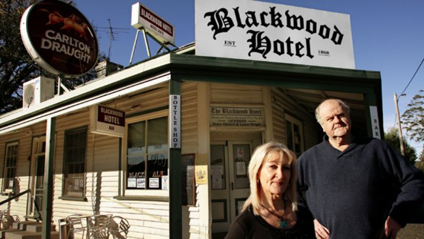 Lynne Wright and Peter Olivieri outside their Blackwood Hotel. Now Australia Post wants to set up a post office there, because  the general store decided to dump the business. PICTURE: PAUL ROVERE